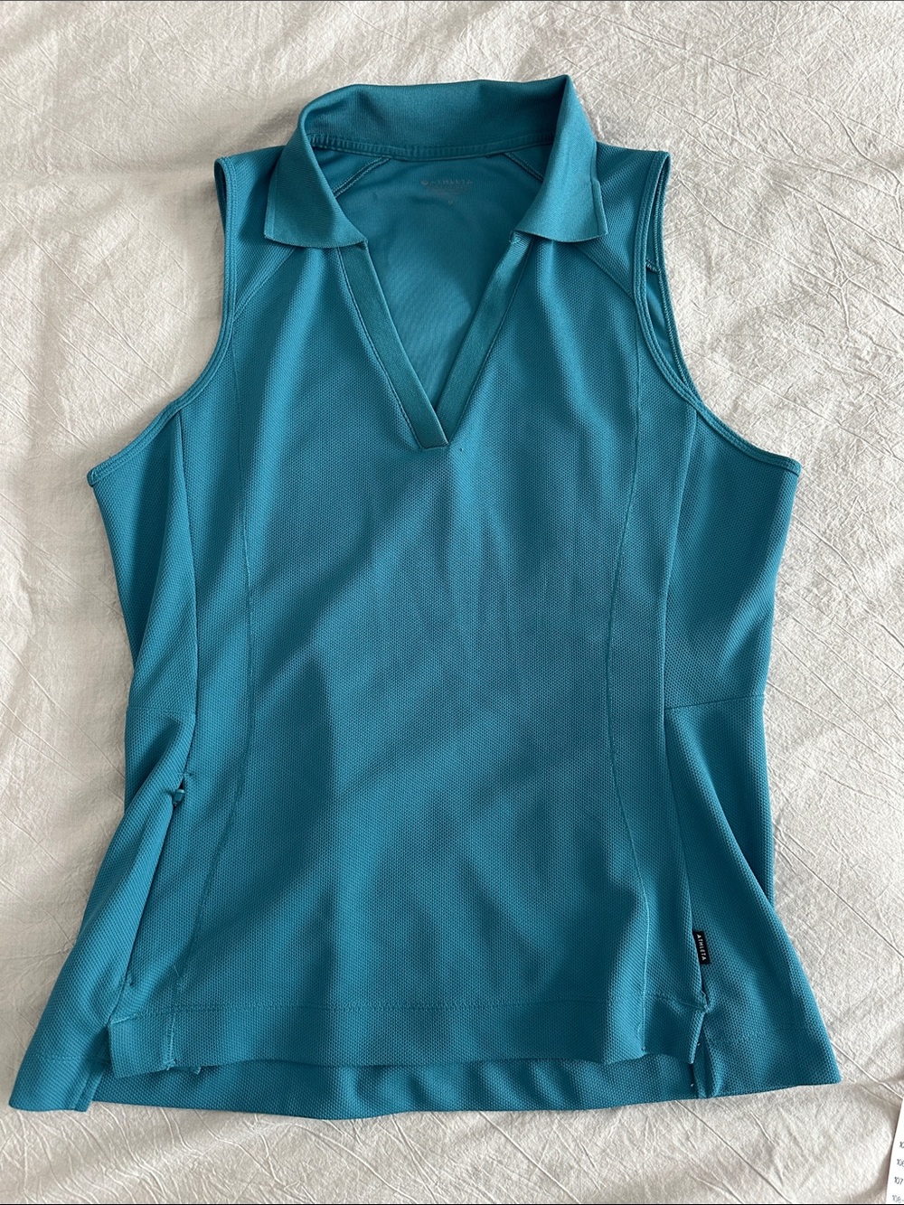 Athleta Teal Sleeveless Polo Tank Top